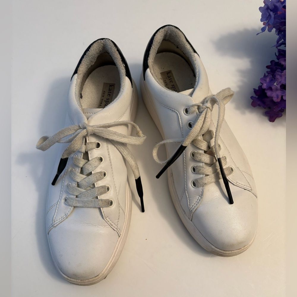 Kate Spade White and Black Lace-Up Sneakers
